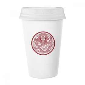 Dıythinker 350 ml Çin Ejderhası Hayvan Yuvarlak Portre Klasik Kupa Beyaz Çömlekçilik Seramik Kupa