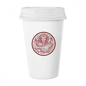 Dıythinker 350 ml Çin Ejderhası Hayvan Yuvarlak Portre Klasik Kupa Beyaz Çömlekçilik Seramik Kupa