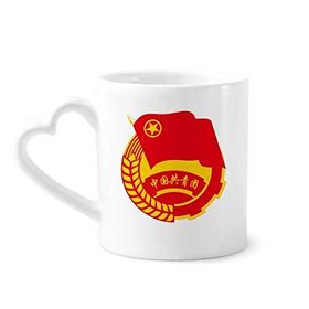 Dıythinker 350 ml Çin Komünist Gençlik Ligi Sembolü Seramik Kalp Saplı Kupa