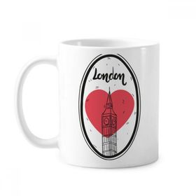 Dıythinker 350 ml City London Britain Big Ben Love Klasik Beyaz Çömlekçilik Seramik Kupa
