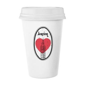 Dıythinker 350 ml City London Britain Big Ben Love Klasik Kupa Beyaz Çömlekçilik Seramik Kupa