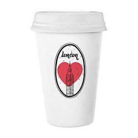 Dıythinker 350 ml City London Britain Big Ben Love Klasik Kupa Beyaz Çömlekçilik Seramik Kupa
