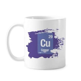 Dıythinker 350 ml Cu Bakır Kimyasal Element Bilim Boya Fırçası Kupa Beyaz Seramik Kupa