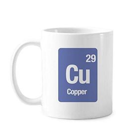 Dıythinker 350 ml Cu Bakır Kimyasal Element Bilim Klasik Beyaz Çömlekçilik Seramik Saplı Kupa