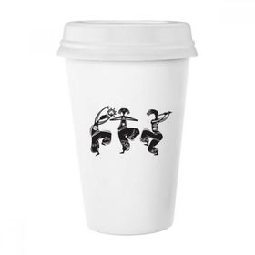 Dıythinker 350 ml Dance People Meksika Totems Meksika Flütlü Klasik Kupa