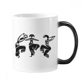 Dıythinker 350 ml Dance People Meksika Totems Meksika Flütü Değişen Renk Kupa