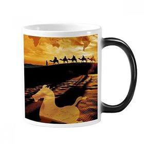 Dıythinker 350 ml Desert Along The Way To The Silk Road Map Deve Morphing Isıya Duyarlı Değişen Renk Kupa