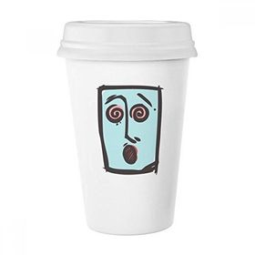 Dıythinker 350 ml Dizzy Soyut Yüz Eskizi İfadeleri Online Sohbet Klasik Beyaz Çömlek Seramik Kupa