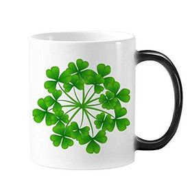 Dıythinker 350 ml Dört Yapraklı Yonca Dairesi İrlanda St.Patrick's Day Değişen Renk Kupa