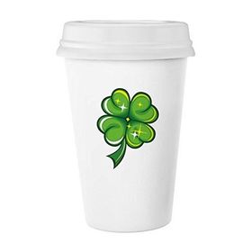Dıythinker 350 ml Dört Yapraklı Yonca Parlak İrlanda St.patrick's Day Klasik Beyaz Çömlek Seramik Kupa