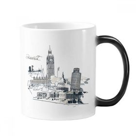 Dıythinker 350 ml Dünya Seyahati Simgesi Big Ben Pisa Kulesi Değişken Isıya Duyarlı Değişen Renk Kupa