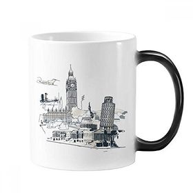 Dıythinker 350 ml Dünya Seyahati Simgesi Big Ben Pisa Kulesi Değişken Isıya Duyarlı Değişen Renk Kupa
