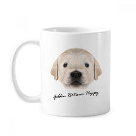 Dıythinker 350 ml Eğitimli Golden Retriever Yavru Köpek Hayvan Klasik Beyaz Çömlek Seramik Saplı Kupa