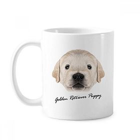 Dıythinker 350 ml Eğitimli Golden Retriever Yavru Köpek Hayvan Klasik Beyaz Çömlek Seramik Saplı Kupa