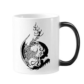 Dıythinker 350 ml Ejderha Çizgisi Resim Çin Çin Kültürü Geleneksel Sanat Loong Değişen Renk Kupa