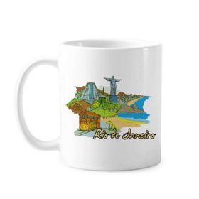 Dıythinker 350 ml El Boyaması Brezilya Rio De Janeiro Sahil Şehir Manzarası Klasik Kupa