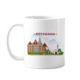 Dıythinker 350 ml El Boyaması Şehir Binası Botsvana Kültür Elemanları Klasik Kupa Beyaz Çömlekçilik Seramik Kupa