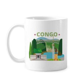 Dıythinker 350 ml El Boyaması Şehir Heykeli İnşaat Kongo Kültür Elemanları Klasik Kupa Beyaz Çömlekçilik Seramik Kupa