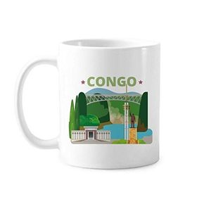 Dıythinker 350 ml El Boyaması Şehir Heykeli İnşaat Kongo Kültür Elemanları Klasik Kupa Beyaz Çömlekçilik Seramik Kupa