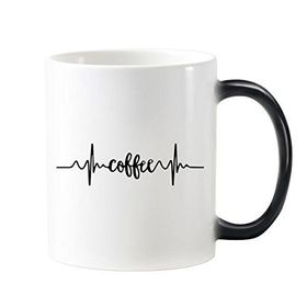 Dıythinker 350 ml Elektrokardiyogramı Komik Yaratıcı İllüstrasyon Desen Değişen Renk Kupa