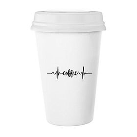 Dıythinker 350 ml Elektrokardiyogramı Komik Yaratıcı İllüstrasyon Desen Klasik Beyaz Çömlek Seramik Kupa