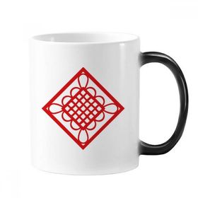 Dıythinker 350 ml Elmas Kırmızı Çin Düğümü Kağıt Kesim Değişen Renk Kupa