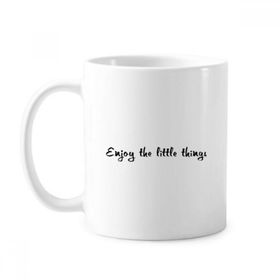Dıythinker 350 ml Enjoy Little Things Alıntı Klasik Beyaz Çömlek Seramik Saplı Kupa