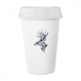 Dıythinker 350 ml Eskiz Geyik Siyah Beyaz Klasik Kupa