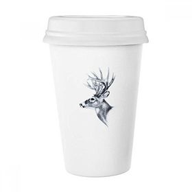 Dıythinker 350 ml Eskiz Geyik Siyah Beyaz Klasik Kupa