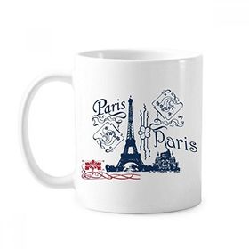 Dıythinker 350 ml Eyfel Kulesi Fransa Paris Çizgi Çizim Klasik Kupa