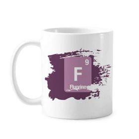 Dıythinker 350 ml F Florin Kimyasal Element Bilim Boya Fırçası Kupa Beyaz Seramik Kupa