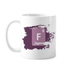Dıythinker 350 ml F Florin Kimyasal Element Bilim Boya Fırçası Kupa Beyaz Seramik Kupa