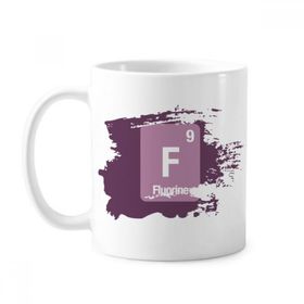 Dıythinker 350 ml F Florin Kimyasal Element Bilim Boya Fırçası Kupa Beyaz Seramik Kupa