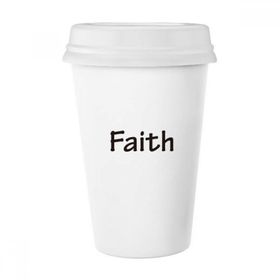 Dıythinker 350 ml Faith Kelime İlham Verici Sözler Klasik Beyaz Çömlek Seramik Kupa