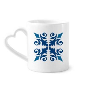 Dıythinker 350 ml Fas Dekoratif Çiçek Mavi Desenli Kupaları Seramik Kupa