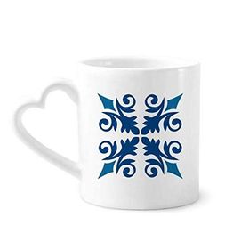 Dıythinker 350 ml Fas Dekoratif Çiçek Mavi Desenli Kupaları Seramik Kupa