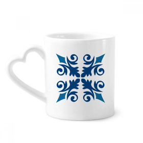 Dıythinker 350 ml Fas Dekoratif Çiçek Mavi Desenli Kupaları Seramik Kupa