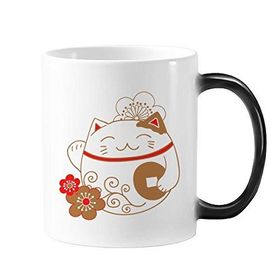 Dıythinker 350 ml Fat Lucky Fortune Kedi Çiçek Bakır Japonya Kültürü Değişen Renk Kupa
