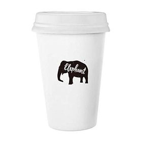Dıythinker 350 ml Fil Siyah Beyaz Hayvan Klasik Kupa Beyaz Çömlekçilik Seramik Kupa