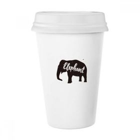 Dıythinker 350 ml Fil Siyah Beyaz Hayvan Klasik Kupa Beyaz Çömlekçilik Seramik Kupa