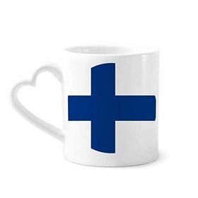 Dıythinker 350 ml Finlandiya Ulusal Bayrağı Avrupa Ülke Sembolü Seramik Kalp Saplı Kupa