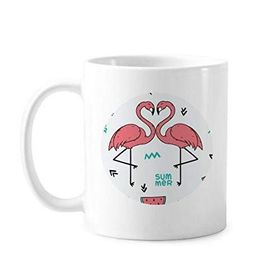 Dıythinker 350 ml Flamingo Çift Sevgili Klasik Kupa Beyaz Çömlekçilik Seramik Kupa
