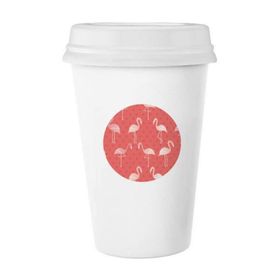 Dıythinker 350 ml Flamingo Desenli Pembe Renk Klasik Kupa Beyaz Çömlekçilik Seramik Kupa