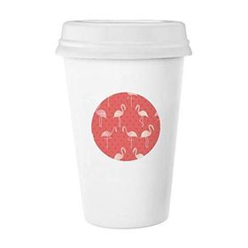 Dıythinker 350 ml Flamingo Desenli Pembe Renk Klasik Kupa Beyaz Çömlekçilik Seramik Kupa