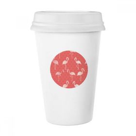 Dıythinker 350 ml Flamingo Desenli Pembe Renk Klasik Kupa Beyaz Çömlekçilik Seramik Kupa