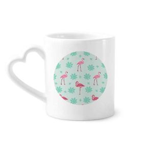 Dıythinker 350 ml Flamingo Desenli Pembe Yeşil Kupaları Seramik Kupa