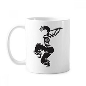 Dıythinker 350 ml Flute Celebrate Silhouette Meksika Dans Meksika Klasik Beyaz Çömlek Seramik Saplı Kupa