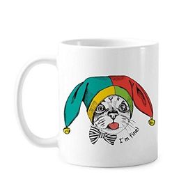 Dıythinker 350 ml Foolscap I'M İnce Beyaz Kedi Koruyucu Hayvan Hayvan Sevgili Klasik Kupa