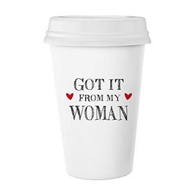 Dıythinker 350 ml For My Woman It From My Man Sevgililer Günüsi Klasik Beyaz Çömlek Seramik Kupa