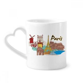 Dıythinker 350 ml Fransa Paris Eyfel Kulesi Suluboya Kupaları Seramik Kupa